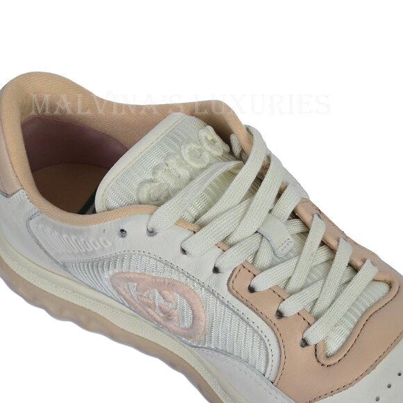 GUCCI SNEAKERS MAC 80 EMBROIDERED LOGO DISTRESSED LEATHER SHOES sz 37.5 7.5 - Picture 11 of 15
